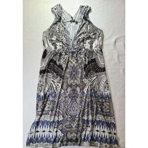 Apt. 9 Paisley Tank Dress Size Small Black Purple Sleeveless V-Neck Stretch